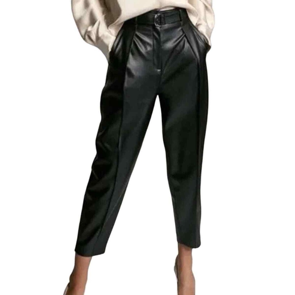 Aritzia Babaton vegan leather high-waisted capri pant with belt